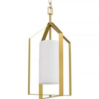 Progress Lighting 1 Light Brushed Gold Etched White Glass Shade Pendant Light Fixture