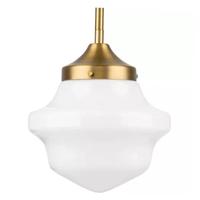 Progress Lighting 1 Light Vintage Brass White Opal Glass Shade Mini Pendant Light Fixture