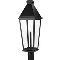 Progress Lighting 1 Lamp Black Clear Glass Panel Outdoor Post Top Lantern Light Fixture