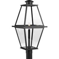 Progress Lighting 1 Lamp Black Clear Glass Panel Outdoor Post Top Lantern Light Fixture