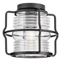 Progress Lighting 1 Light Matte Black with Clear Glass Cylindrical Flush Mount Light Fixture
