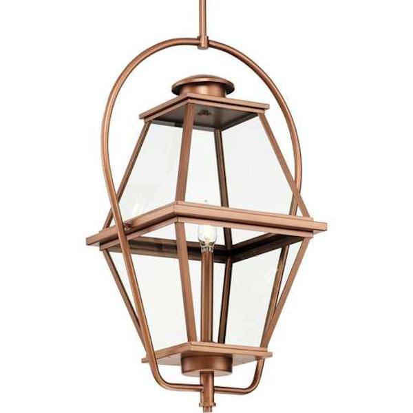 1 Light Antique Copper with Clear Glass Hanging Light Fixture
