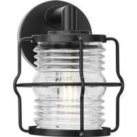 Progress Lighting 1 Light Black with Clear Glass Shade Keegan Collection Wall Light Fixture