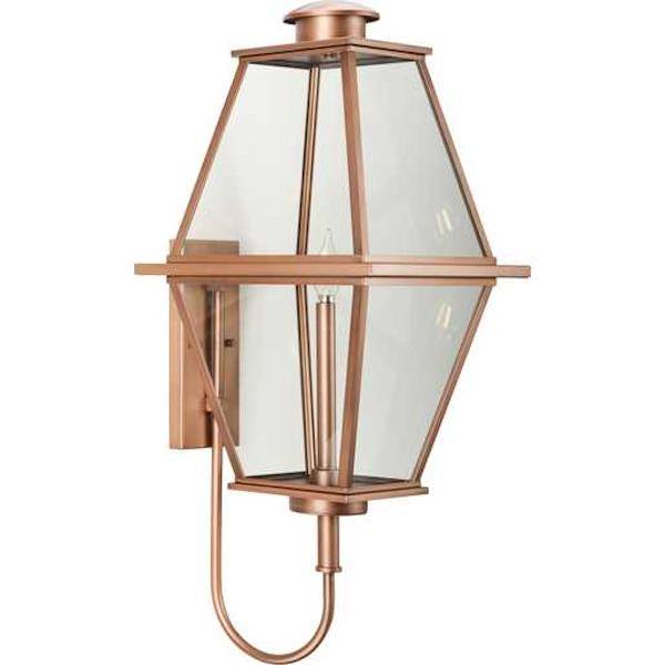 1 Light Antique Copper with Clear Glass Large Bradshaw Wall Light Fixture