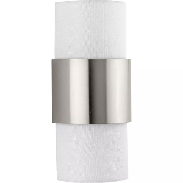 2 Light 120 volt Brushed Nickel White Linen Fabric Light Fixture