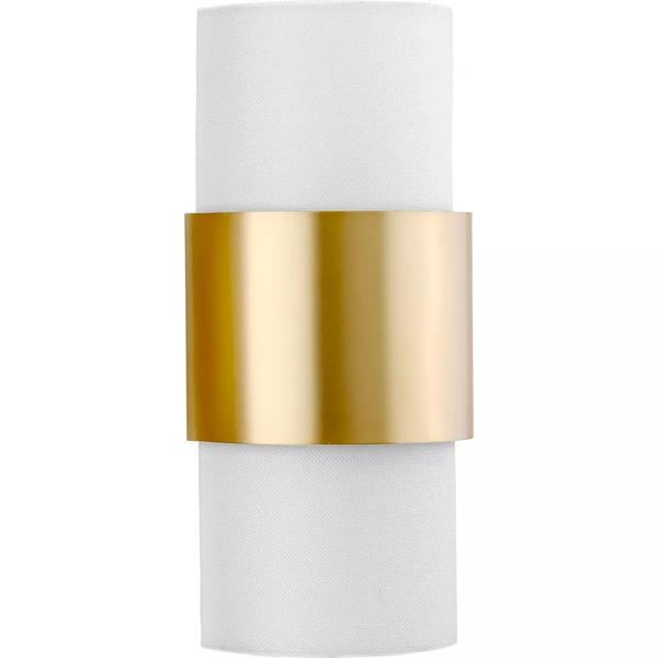 2 Light 120 volt Brushed Bronze White Linen Fabric Light Fixture