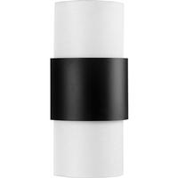 Progress Lighting 2 Light 120 volt Matte Black White Linen Fabric Light Fixture