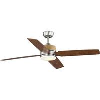 Progress Lighting 56" Antique Nickel 4 Classic Walnut/Grey Weathered Wood Blade Indoor LED Ceiling Fan