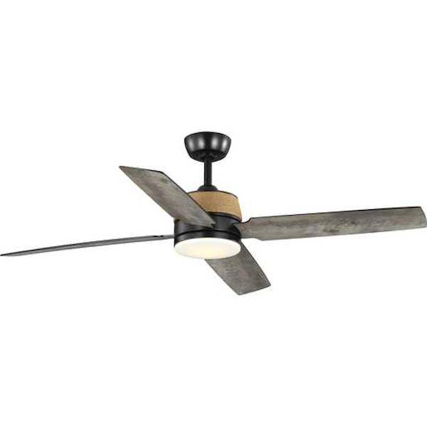 56" Matte Black 4 Matte Black/Rustic Charcoal Blade Indoor LED Ceiling Fan