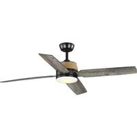 Progress Lighting 56" Matte Black 4 Matte Black/Rustic Charcoal Blade Indoor LED Ceiling Fan