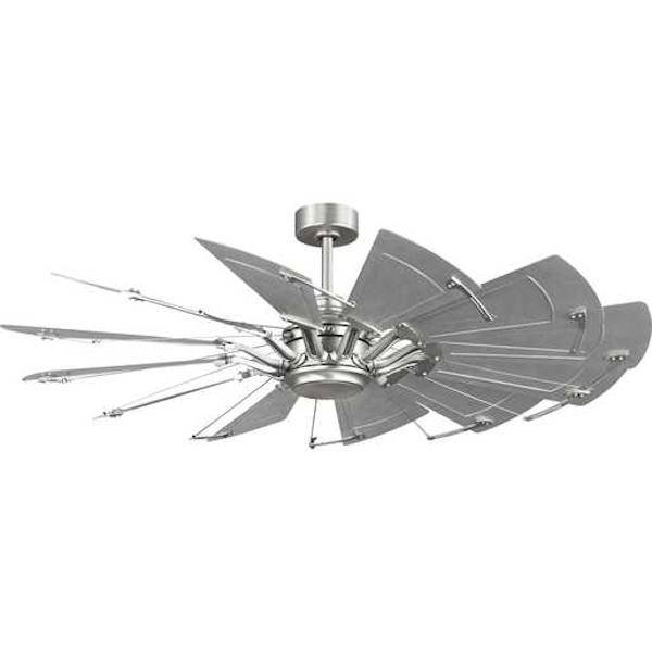 60" Painted Nickel 12 Blade Remote Control Windmill Ceiling Fan
