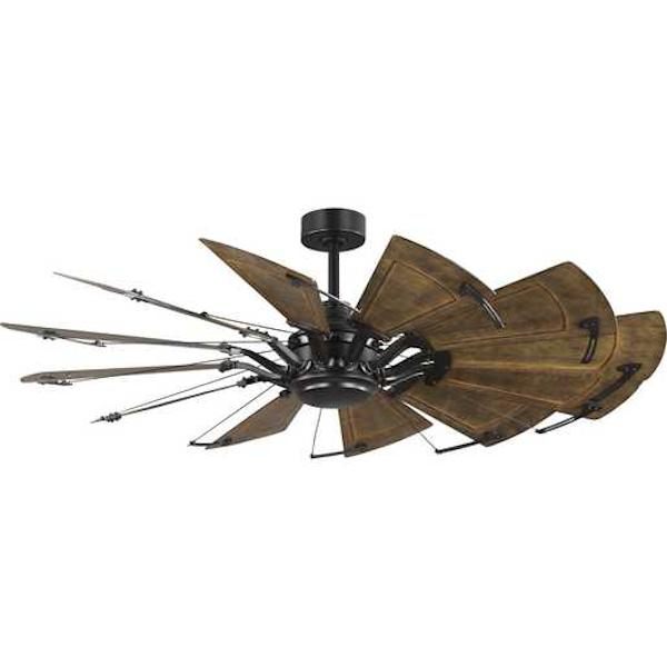60" Bronze12 Blade Remote Control Windmill Ceiling Fan