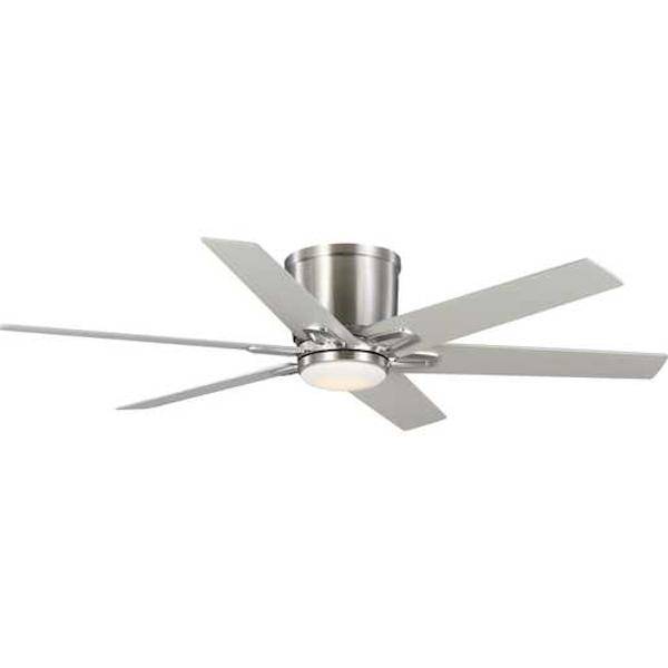 54" Brushed Nickel 6 Silver/Dark Cherry Blade Remote Control LED Ceiling Fan