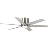 Progress Lighting 54" Brushed Nickel 6 Silver/Dark Cherry Blade Remote Control LED Ceiling Fan