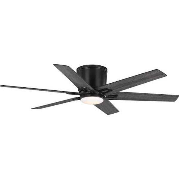 54" Matte Black 6 Distressed Ebony/Matte Black Blade Remote Control LED Ceiling Fan