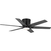 Progress Lighting 54" Matte Black 6 Distressed Ebony/Matte Black Blade Remote Control LED Ceiling Fan