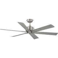 Progress Lighting 56" Brushed Nickel 6 Grey Weathered Wood Blade Ceiling Fan