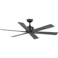 Progress Lighting 56" Matte Black 6 Distressed Ebony Blade Ceiling Fan