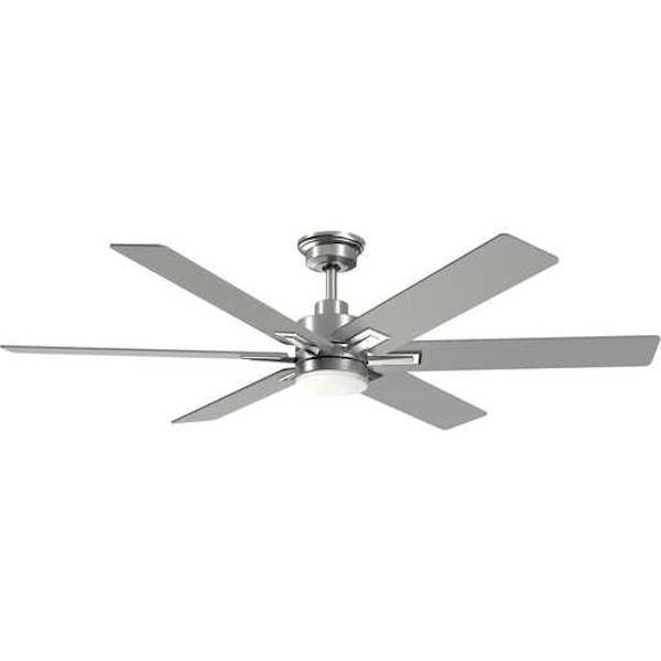60" Brushed Nickel 6 Blade CCT Selectable Remote Control Indoor/Outdoor LED Ceiling Fan