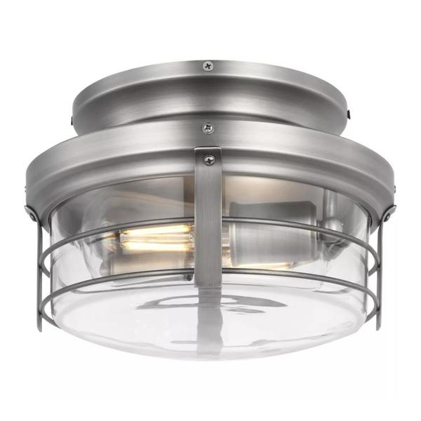 2 Light Antique Nickel Clear Glass Shade Springer II Collection Light Kit