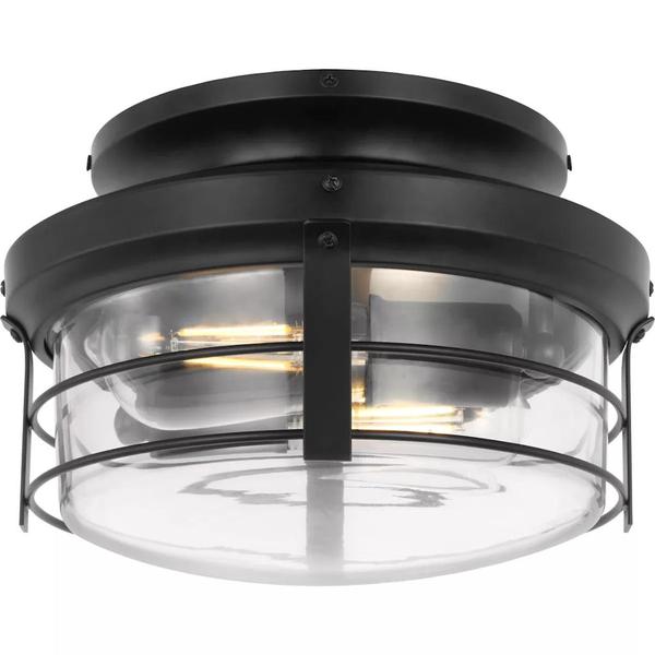 2 Light Matte Black Clear Glass Shade Springer II Collection Light Kit