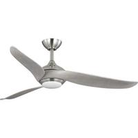 Progress Lighting 52" Brushed Nickel 3 Grey Weathered Wood Blade LED Ceiling Fan