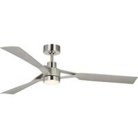 Progress Lighting 60" Brushed Nickel 3 Silver Blade Remote Control LED Ceiling Fan