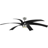 Progress Lighting 72" Brushed Nickel 6 Black Blade Remote Control LED Ceiling Fan