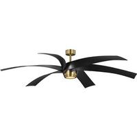 Progress Lighting 72" Vintage Brass 6 Black Blade Remote Control LED Ceiling Fan