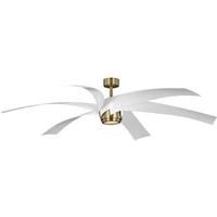 Progress Lighting 72" Vintage Brass 6 White Blade Remote Control LED Ceiling Fan