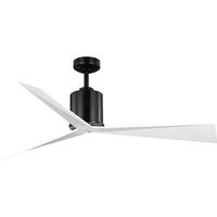 Progress Lighting 60" Black 3 White Blade Remote Control Ceiling Fan