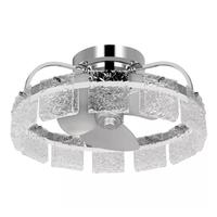 Progress Lighting 20" Polished Chrome 3 Silver Blade Artisanal Pressed Glass Oscillating Remote Control LED Ceiling Fan