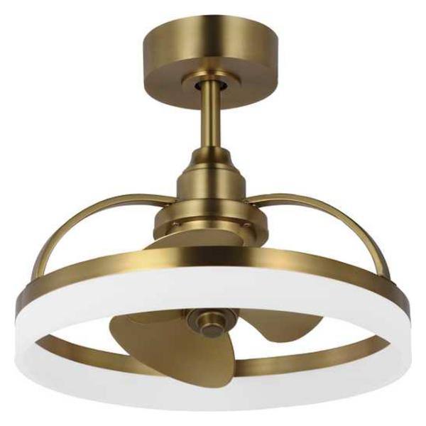 20" Brushed Bronze 3 Gold Blade Oscillating Remote Control LED Ceiling Fan