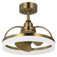 Progress Lighting 20" Brushed Bronze 3 Gold Blade Oscillating Remote Control LED Ceiling Fan