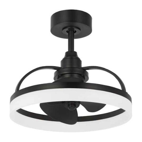 20" Matte Black 3 Black Blade Oscillating Remote Control LED Ceiling Fan