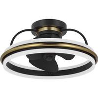Progress Lighting 21" Matte Black 3 Black Blade Oscillating Remote Control LED Ceiling Fan