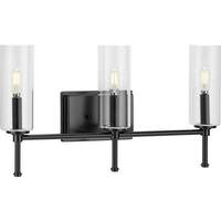 View 3 Light 120 volt Matte Black Vanity Clear Glass Light Fixture