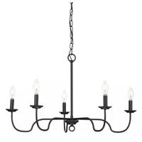 Progress Lighting 5 Light Matte Black Farmhouse Style Chandelier Light Fixture