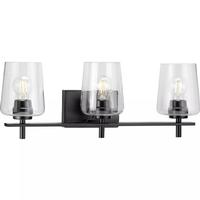 View 3 Light 120 volt Matte Black Vanity Clear Glass Light Fixture