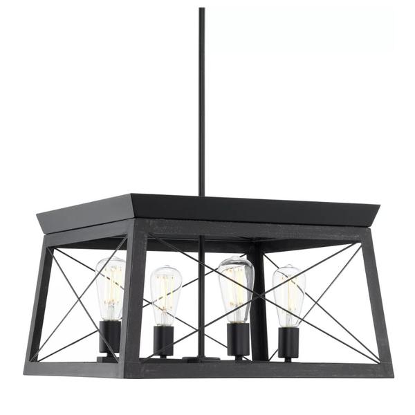 4 Light Black Cerused Black Oak Accent Chandelier Light Fixture