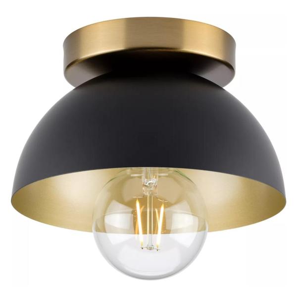 1 Light 120 volt Matte Black Brushed Bronze Accents Flush Mount Light Fixture