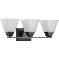 Progress Lighting 3 Light 120 volt Matte Black Vanity Etched Glass Light Fixture