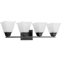 Progress Lighting 4 Light 120 volt Matte Black Vanity Etched Glass Light Fixture