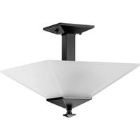 Progress Lighting 2 Light 120 volt Matte Black Etched Opal Glass Semi-Flush Light Fixture