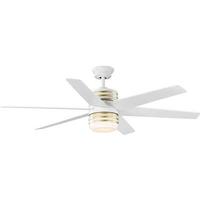 Progress Lighting 56" White 6 Cherry/White Reversible Blade Indoor Remote Control LED Ceiling Fan