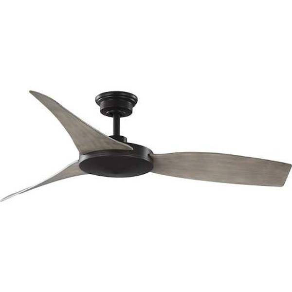 54" Antique Bronze 3 Antique Wood Blade Remote Control Indoor/Outdoor Ceiling Fan