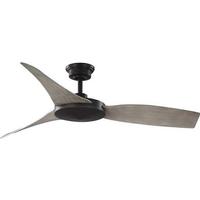 Progress Lighting 54" Antique Bronze 3 Antique Wood Blade Remote Control Indoor/Outdoor Ceiling Fan