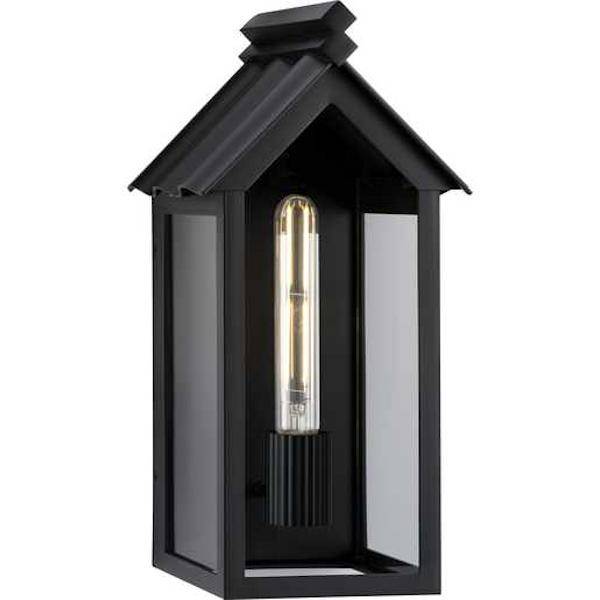 1 Light Matte Black with Clear Glass Outdoor Large Point Dume-Dunemere Wall Light Fixture