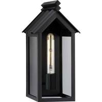Progress Lighting 1 Light Matte Black with Clear Glass Outdoor Large Point Dume-Dunemere Wall Light Fixture