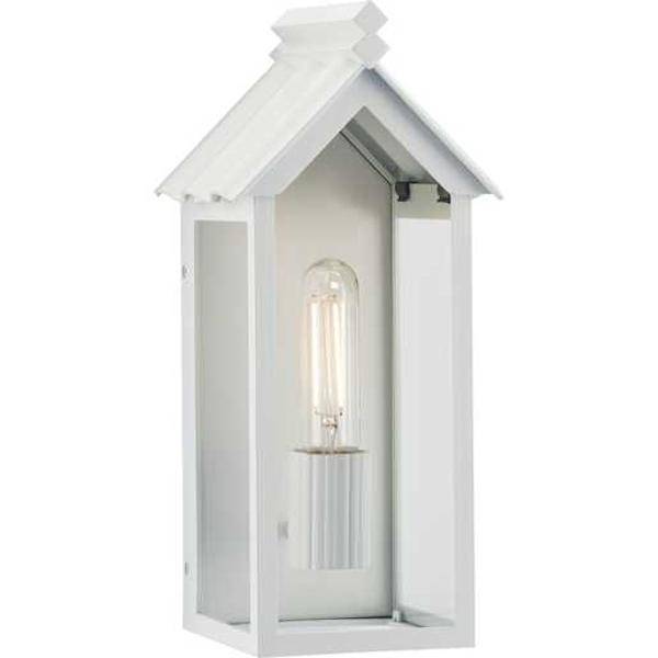 1 Light White with Clear Glass Outdoor Medium Point Dume-Dunemere Wall Light Fixture